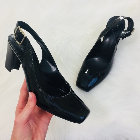 square toe slingback heels